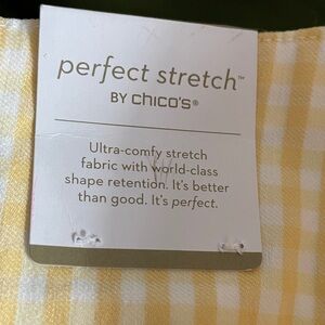 NWT Chico's Slim Leg Capri Yellow and White Plaid Stretch Fabric